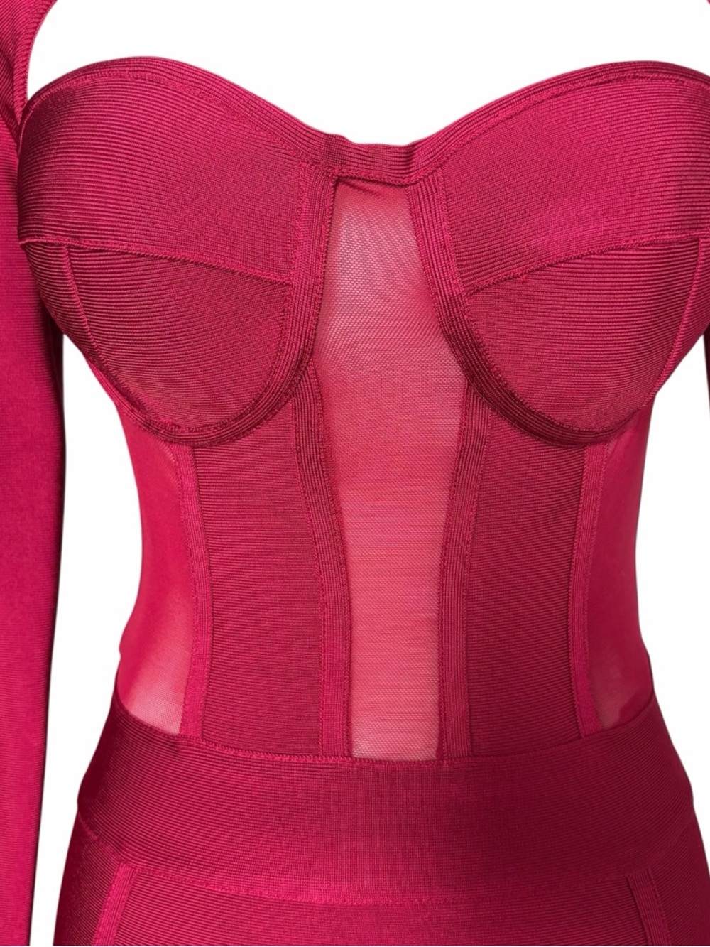 Miss circle Burgundy Long-Sleeve Cutout Bodycon Dress Size M - Picture 3 of 13
